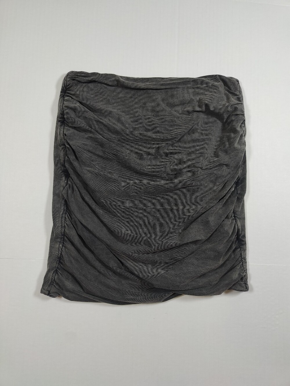 Mikuta Dark Faded Short Ruched Gray Cotton Mini Skirt Size M Made In Portugal